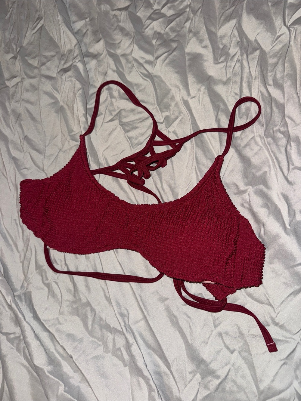 Women’s Textured Strappy Bikini Top - Red